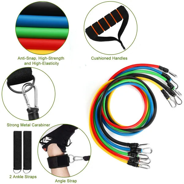 11-Piece Resistance Band Set — bands, handles, ankle straps and door anchor