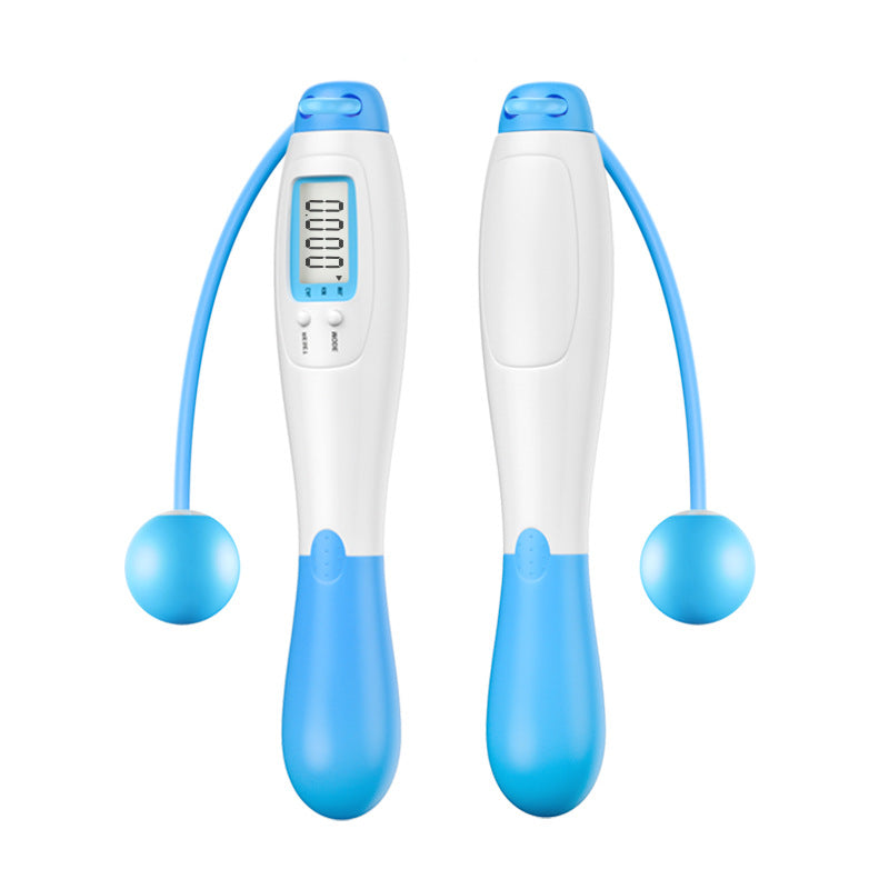 Smart AirRope cordless jump rope handles in blue and white