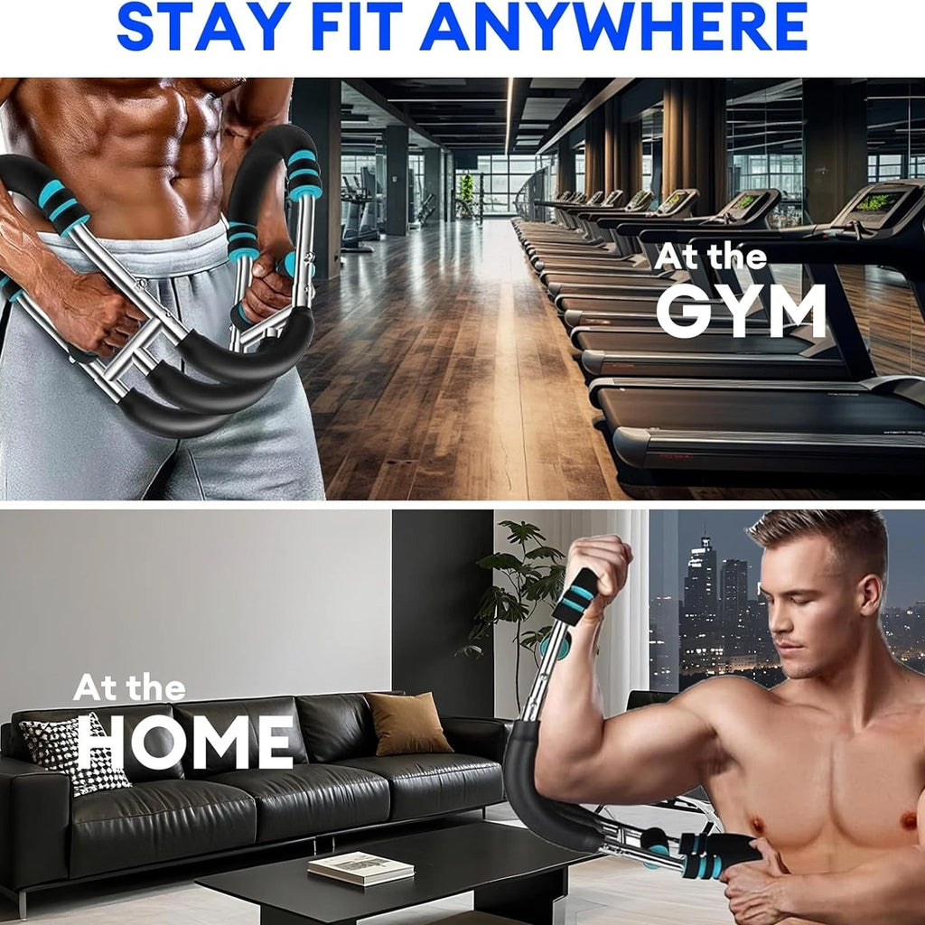 Man training with the Flex Grip trainer at the gym and at home