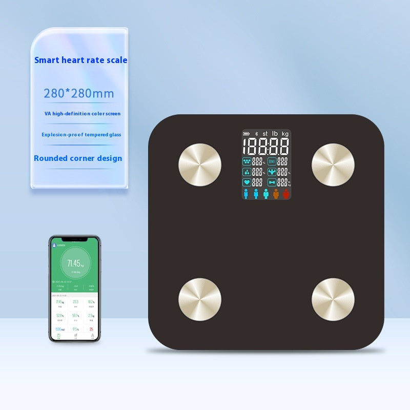 Black AuraSync smart scale paired with the phone app